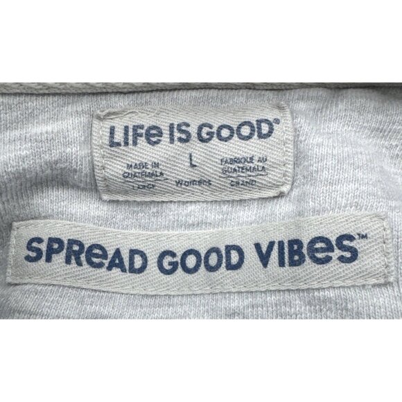 LIFE IS GOOD Women’s Gray Spread Good Vibes Hooded Sweatshirt Sz L Hoodie - Picture 6 of 9